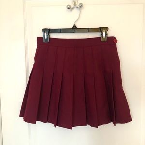 American Apparel Maroon Pleated Skirt